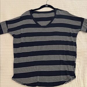 Navy and White Striped Women's Shirt